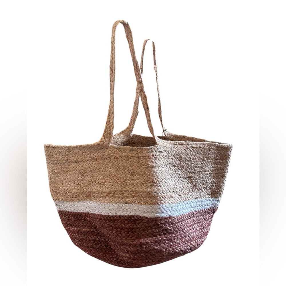 Free People Woven Tan and Brown Tote - Picture 3 of 8